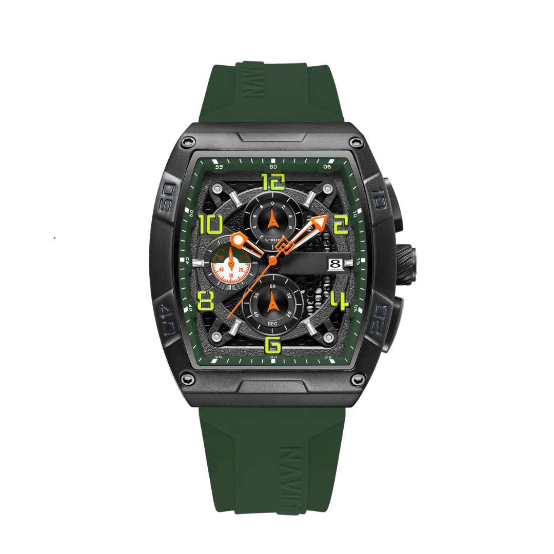 green skeleton watch